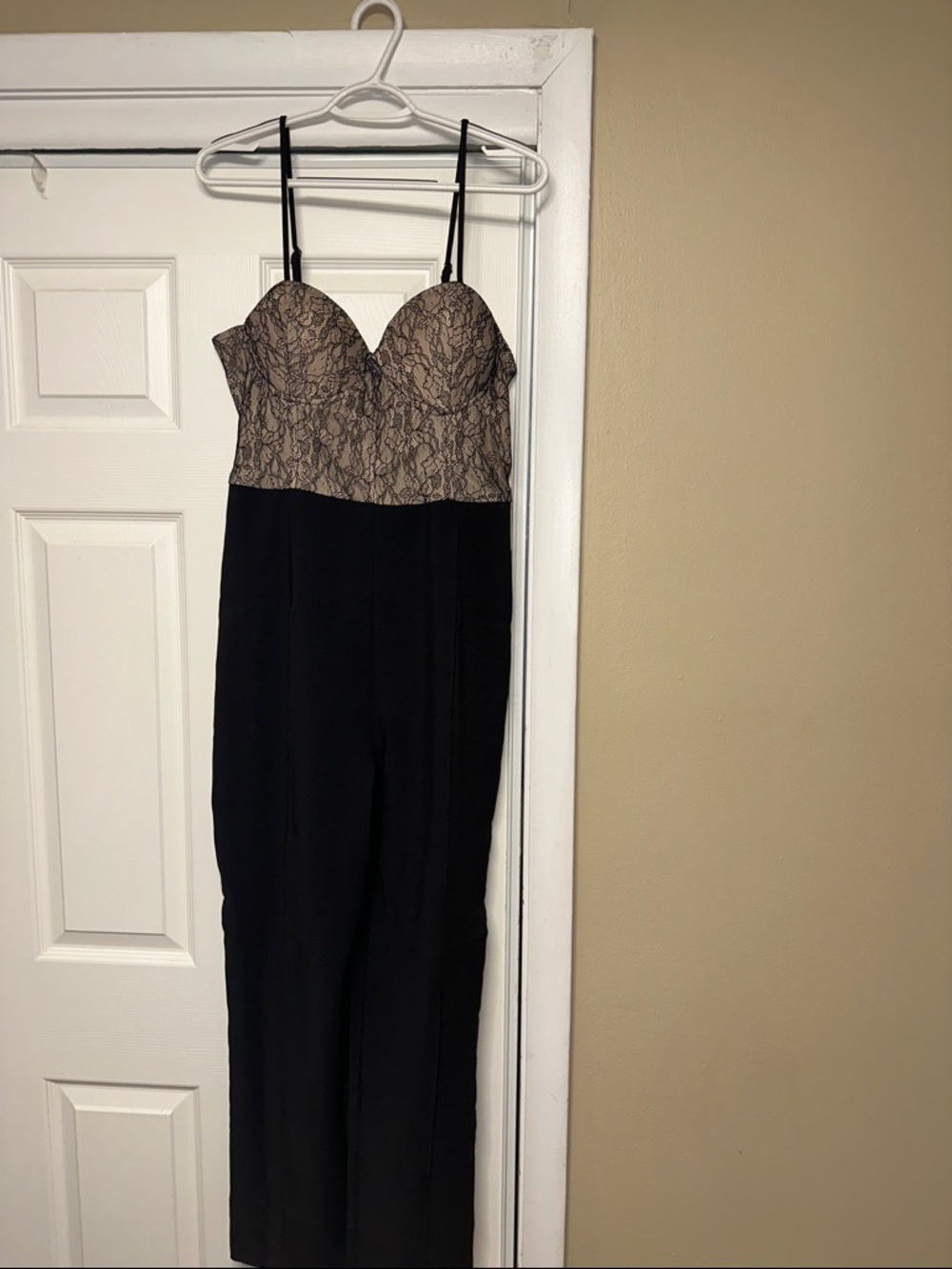 Aqua Black Jumpsuit with Nude Lace Bodice